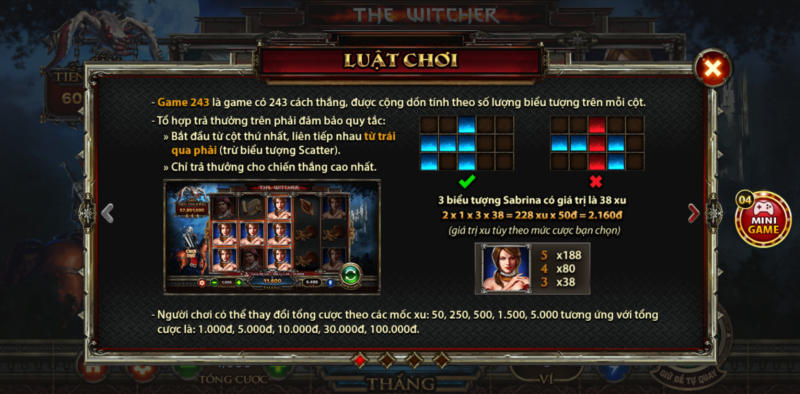 Luật chơi và cách tính thưởng trong slot game The Witcher